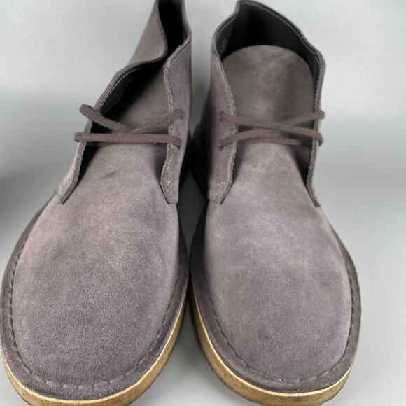 Clarks Bushacre Men\'s Size 11 M Gray Suede Chukka Ankle Boots Casual Lace Up GUC main image 4